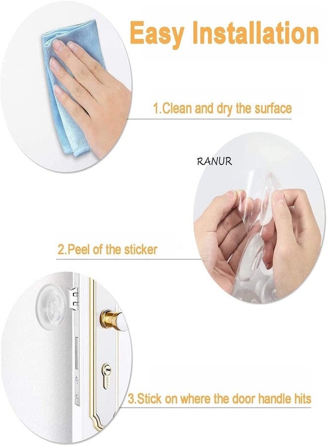 RANUR Wash and Reusable Door Knob Wall Protector Transparent Round Silicone Glossy Door Handle Bumper for Doorknobs, Headboard, Refrigerator Door, Cabinets (Round Pack of 6) - Image 5